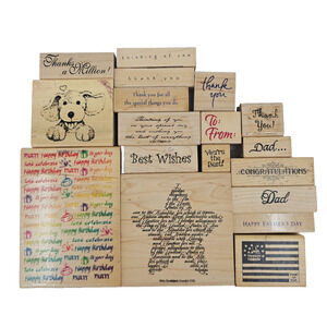 Lot of 18 Random Greetings Rubber Stamps Multiple Brands Darcie's My Sentiments